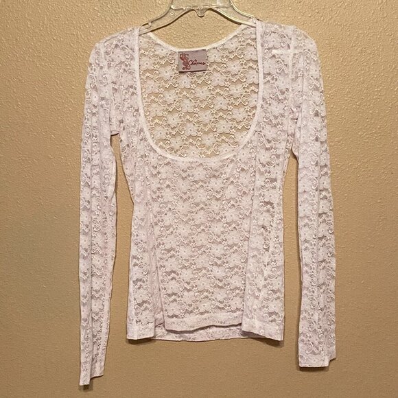 CHARMS Floral Lace Long Sleeved Top White Women's Size (L) - Picture 1 of 8